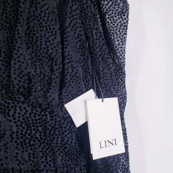 Lini Dress Size XS Puffed Fit Flare Short Mini Black Sheer Burnout Gemma $398 - Picture 8 of 15